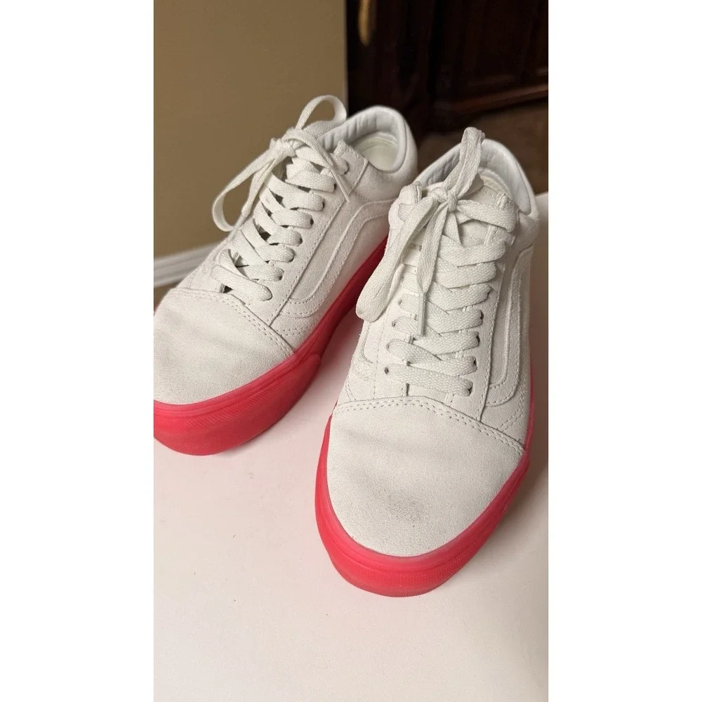 Vans Old Skool Stackform Platform White Pink Sneakers Shoes Men 7 Women 8.5